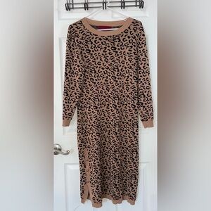 Scarlett Animal Print Leopard Knit Sweater Dress Medium